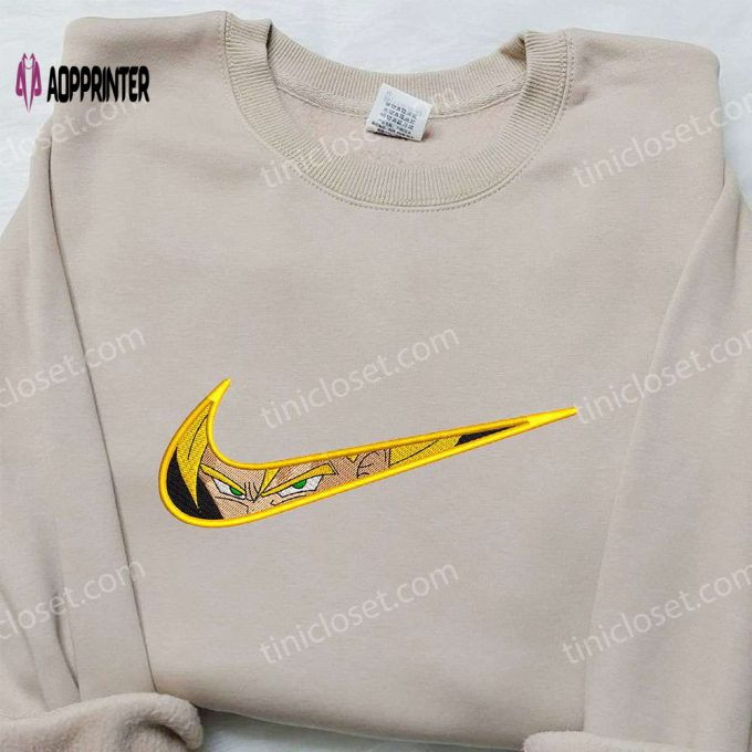 Goku Super Saiyan 2 x Nike Swoosh Embroidered Sweatshirt Dragon Ball Shirt Nike Inspired