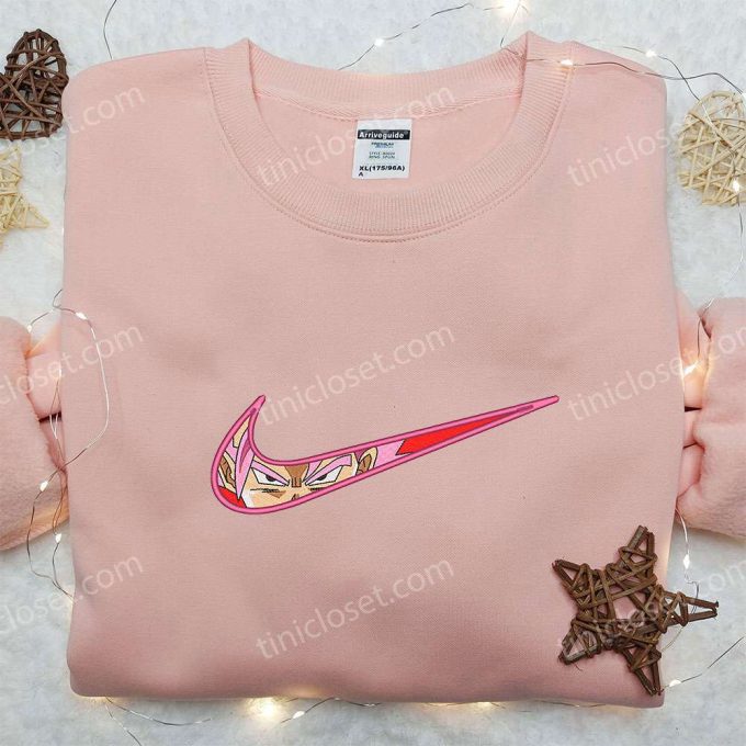 Goku Super Saiyan Rose x Nike Swoosh Embroidered Sweatshirt – Dragon Ball & Nike Inspired Shirt