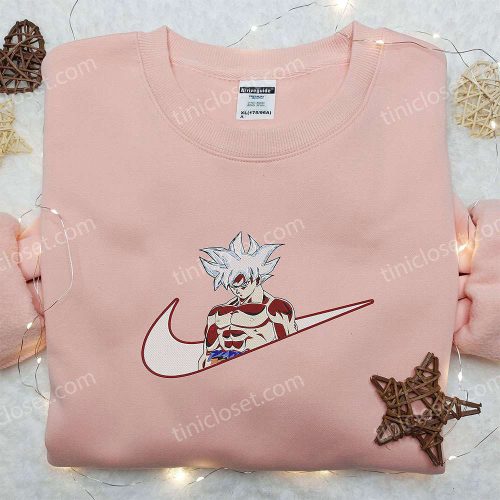 Goku Ultra Instinct x Nike Swoosh Anime Hoodie: Dragon Ball Embroidered Shirt Nike Inspired