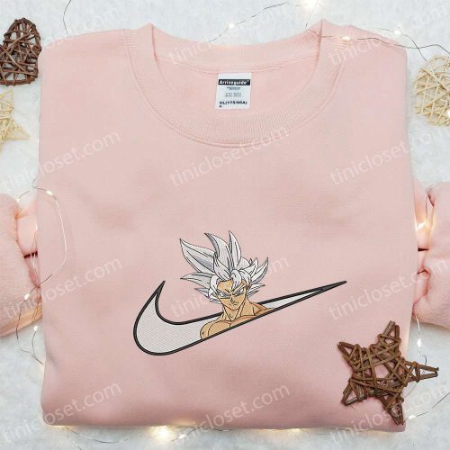 Goku Ultra Instinct x Nike Swoosh Anime Embroidered Sweatshirt – Dragon Ball & Nike Inspired Shirt