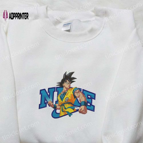 Goku x Nike Anime Embroidered Shirt: Dragon Ball Sweatshirt Nike Inspired Design