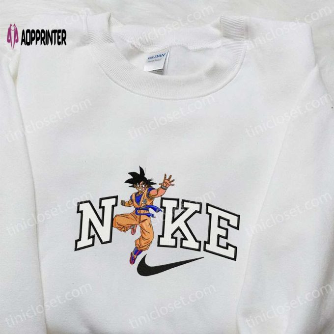 Goku x Nike Anime Embroidered Shirt: Dragon Ball Sweatshirt Nike Inspired Design