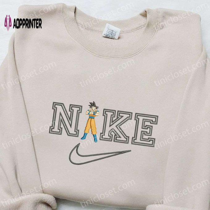 Goku x Swoosh Embroidered Sweatshirt: Nike Inspired Hoodie Perfect Birthday Gift!