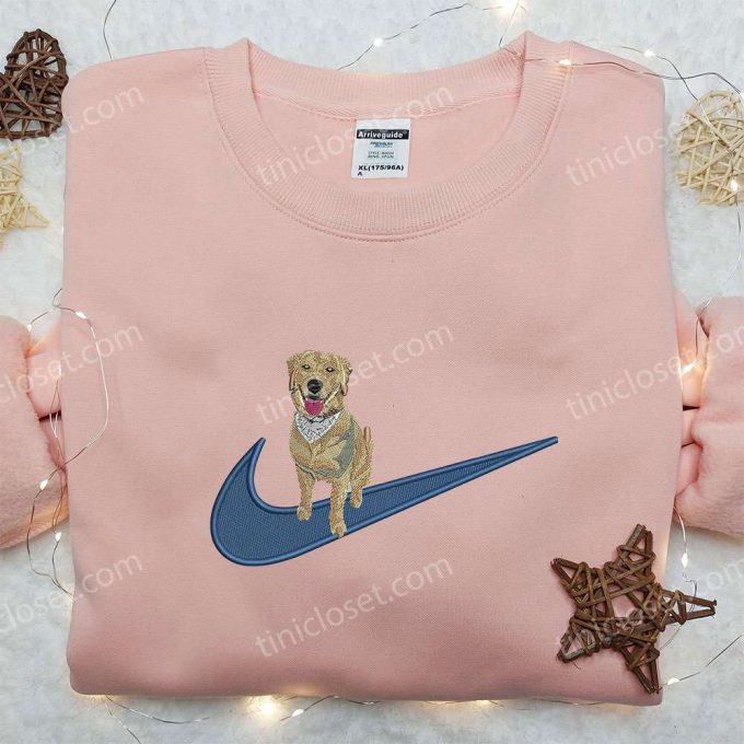 Golden Retriever x Nike Embroidered Shirt – Animal & Custom Nike Tee