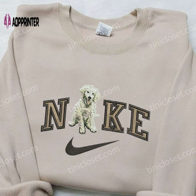 Golden Retriever x Nike Embroidered Shirt: Custom Animal Tee for Trendy Nike Fans!