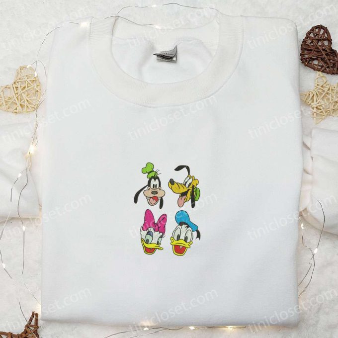 Disney Characters Embroidered Shirt & Hoodie: Goofy Pluto Daisy Donald – Best Cartoon Gift Idea