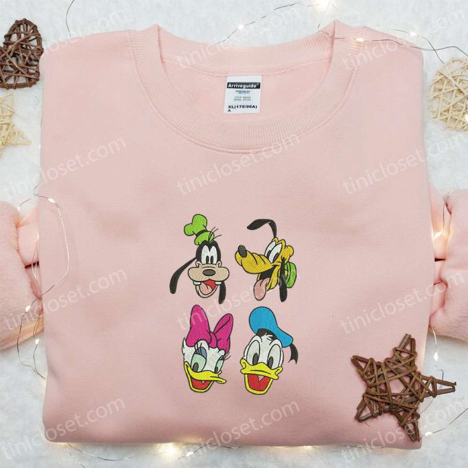 Disney Characters Embroidered Shirt & Hoodie: Goofy Pluto Daisy Donald – Best Cartoon Gift Idea