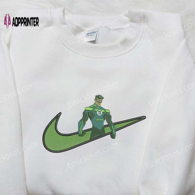 Green Lantern x Nike Embroidered Shirt: American Comic Strip Superhero Inspired Tee