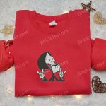 Grim Smile Ghost Embroidered Shirt – Spooky Spirit Halloween T-shirts Perfect Halloween Gifts for Family