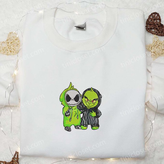 Grinch & Jack Skellington Masquerade Embroidered Shirt – Cool Halloween Shirts Perfect Gifts for Halloween Lovers