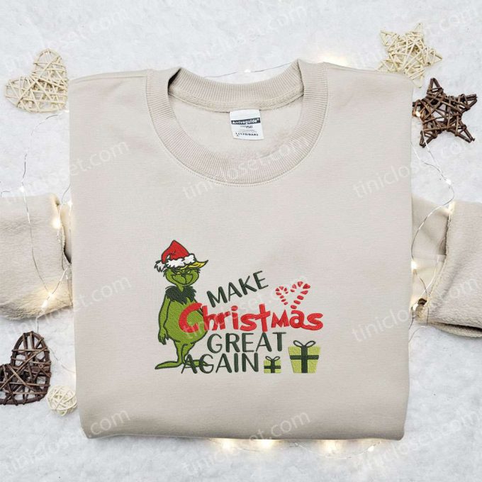 Grinch Trump Make Christmas Great Again Sweatshirt: Best Movie Fun Embroidered Shirt – Perfect Christmas Gift