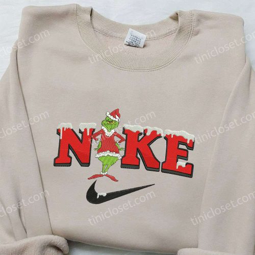 Grinch Xmas x Nike Embroidered Sweatshirt – Best Christmas Gift Idea Nike Inspired Shirt