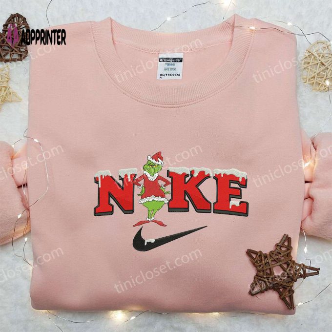 Grinch Xmas x Nike Embroidered Sweatshirt – Best Christmas Gift Idea Nike Inspired Shirt