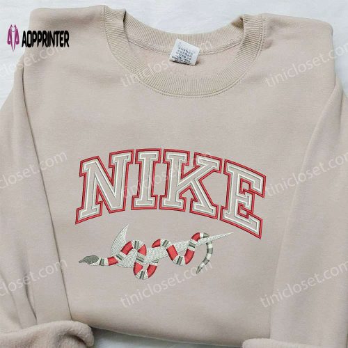 Gucci Snake x Nike Embroidered Sweatshirt – Trendy Brand Shirt with Nike Inspired Embroidery