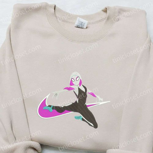 Gwen Movie x Swoosh Embroidered Sweatshirt: Marvel Cinematic Universe Shirt – Best Family Gift Ideas