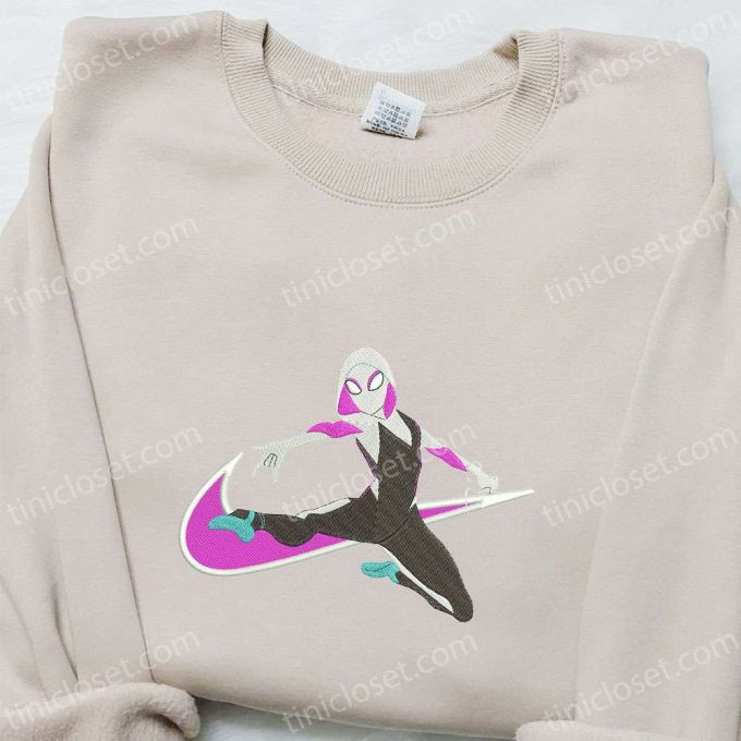 Gwen Movie x Swoosh Embroidered Sweatshirt: Marvel Cinematic Universe Shirt – Best Family Gift Ideas