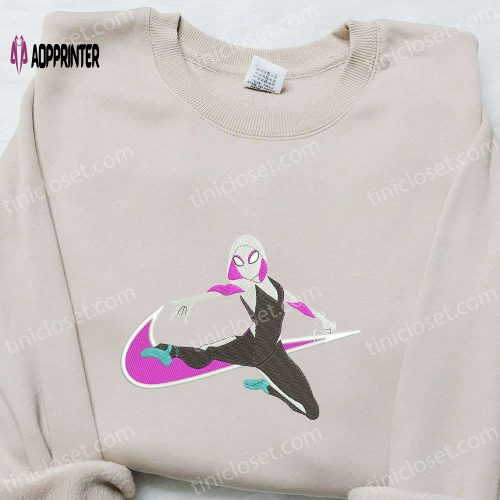 Gwen Movie x Swoosh Embroidered Sweatshirt: Marvel Cinematic Universe Shirt – Best Family Gift Ideas