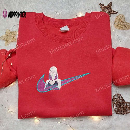 Gwen Stacy x Nike Swoosh Cartoon Embroidered Tshirt Marvel Comic Shirt Nike Inspired Tee