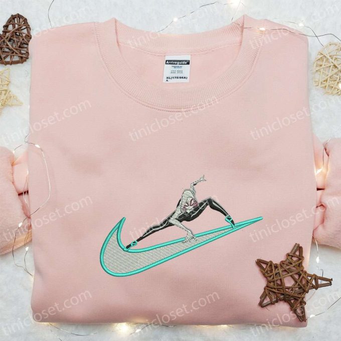 Gwen x Swoosh Movie Embroidered Shirt Marvel Comics Hoodie Custom Nike T-shirt