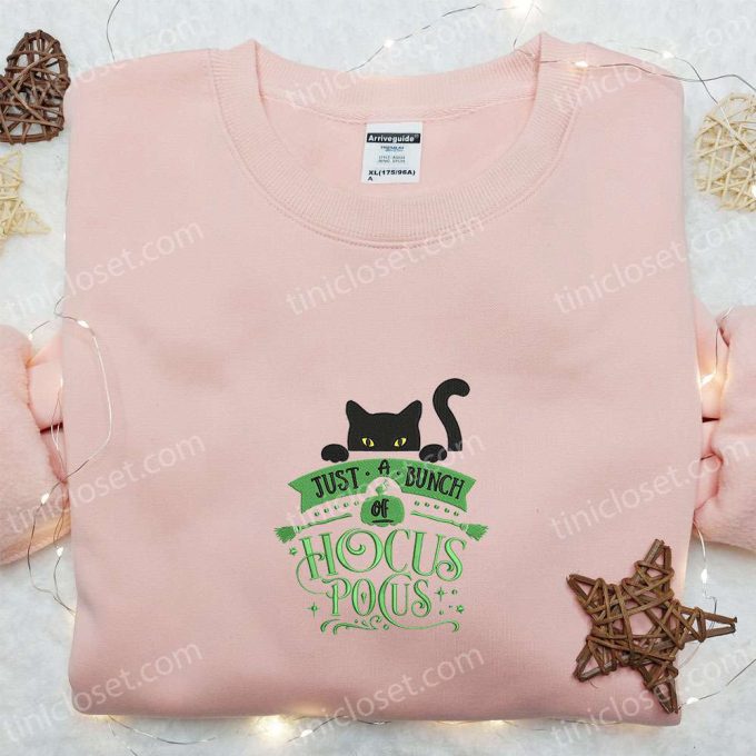 Cute Halloween Cat Embroidered Shirt: Hocus Pocus Sweatshirt & Best Halloween Shirt Ideas