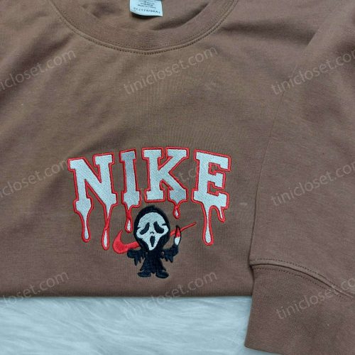 Spooky Halloween Ghost Nike Shirt: Custom Embroidered Sweatshirt with Funny Halloween Hoodie