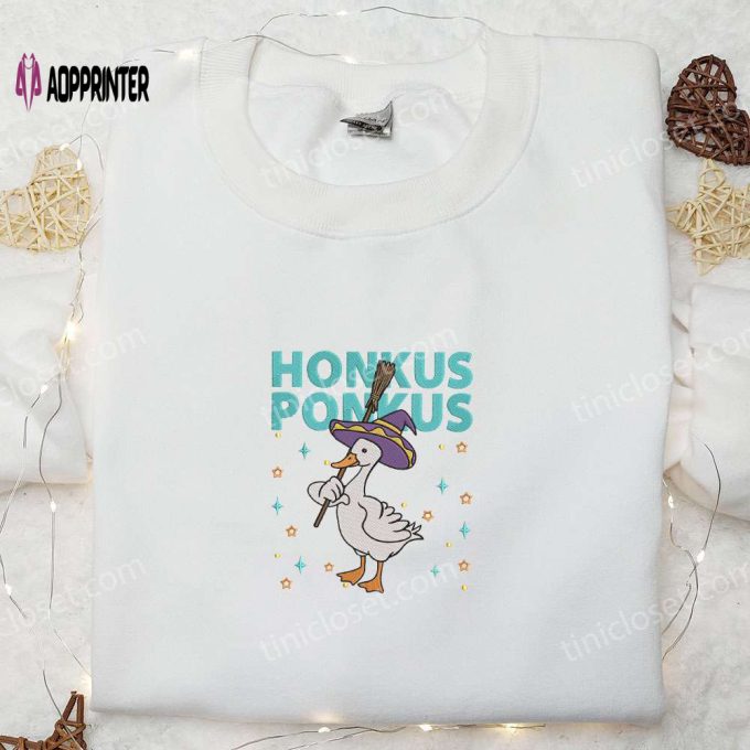 Halloween Honkus Ponkus Silly Goose Embroidered Shirt – Spooktacular Animal Halloween Shirt