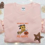 Halloween Makes Me Happy Witch Cat Embroidered Shirt – Cute & Best Halloween Shirt Ideas