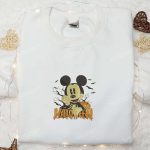 Halloween Mickey Embroidered Hoodie: Spooky Disney Sweatshirt for an Adorable Halloween Look!