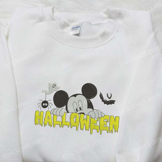 Spooky Halloween Mickey Embroidered Shirt Disney Sweatshirt & Hoodie – Adorable & Stylish!