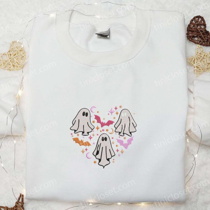 Halloween Spooky Ghost Heart Love Hoodie: Embroidered Shirt & Sweatshirt for Cool Spirit Halloween