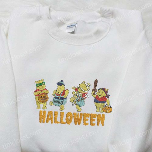 Halloween Winnie Pooh & Disney Family Embroidered Shirts – Cute & Spooky Designs!