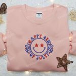 Happy 4th of July Smile Icon Embroidered Shirt – Best Patriotic National Day Gift