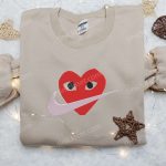 Stylish Heart Face x Nike Embroidered Shirt – Perfect Valentine s Gift Customizable Nike Shirt