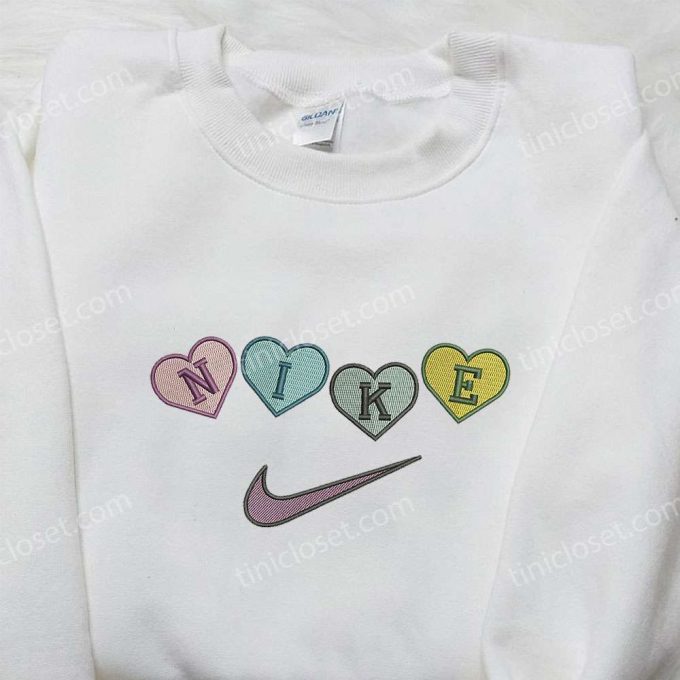 Nike Heart Love Embroidered Sweatshirt: Perfect Valentine’s Day Gift Nike Inspired Logo Shirt