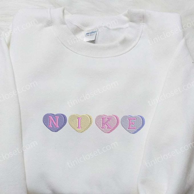 Heart Love x Nike Embroidered Sweatshirt: Best Valentine’s Day Gift for Her – Nike Inspired Logo Shirt