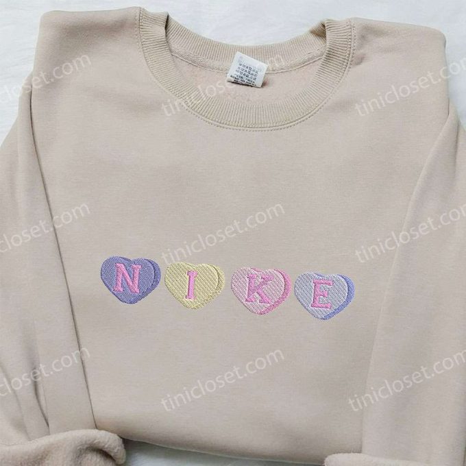 Heart Love x Nike Embroidered Sweatshirt: Best Valentine’s Day Gift for Her – Nike Inspired Logo Shirt