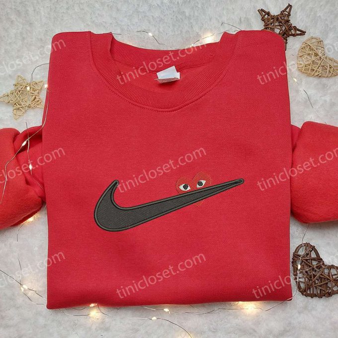 Heart Love x Nike Swoosh Embroidered Shirt – Perfect Valentine’s Day Gift!