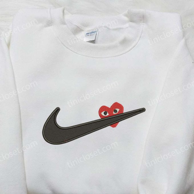 Heart Love x Nike Swoosh Embroidered Shirt – Perfect Valentine’s Day Gift!