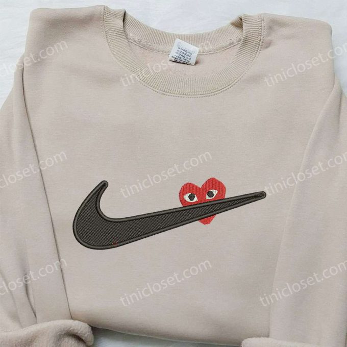 Heart Love x Nike Swoosh Embroidered Shirt – Perfect Valentine’s Day Gift!