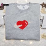 Nike Inspired Heart x Swoosh Embroidered Shirt Hoodie & T-Shirt – Custom Embroidery