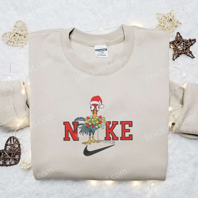 Cartoon Merry Christmas Embroidered Shirt: Hei Hei Chicken x Nike Sweatshirt – Perfect Christmas Gift