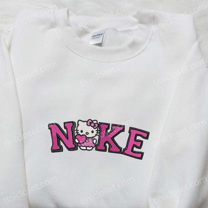 Hello Kitty Heart x Nike Cartoon Embroidered Tshirt: Cute & Stylish Hello Kitty & Nike Inspired Shirt