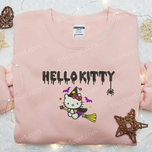 Hello Kitty Witch Embroidered Shirt – Adorable & Happy Halloween Sweatshirt