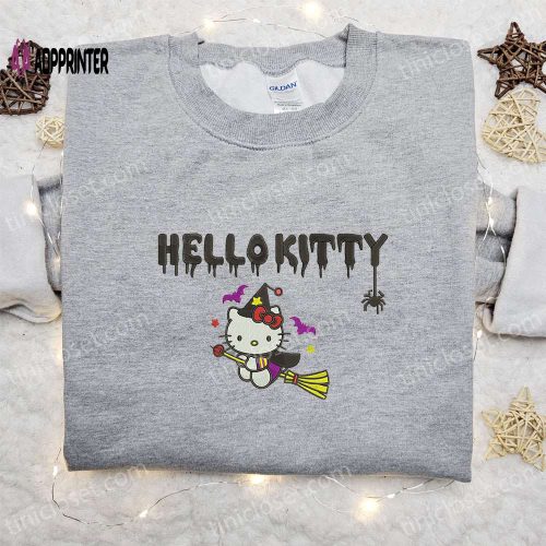 Hello Kitty Witch Embroidered Shirt – Adorable & Happy Halloween Sweatshirt