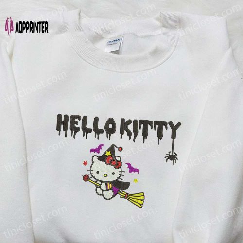 Hello Kitty Witch Embroidered Sweatshirt – Cute Halloween Hoodie Best Gift Ideas