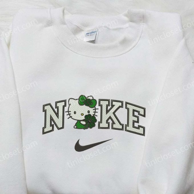 Hello Kitty x Nike Embroidered Shirt: Four-Leaf Clover Design Cute Gift for Daughter