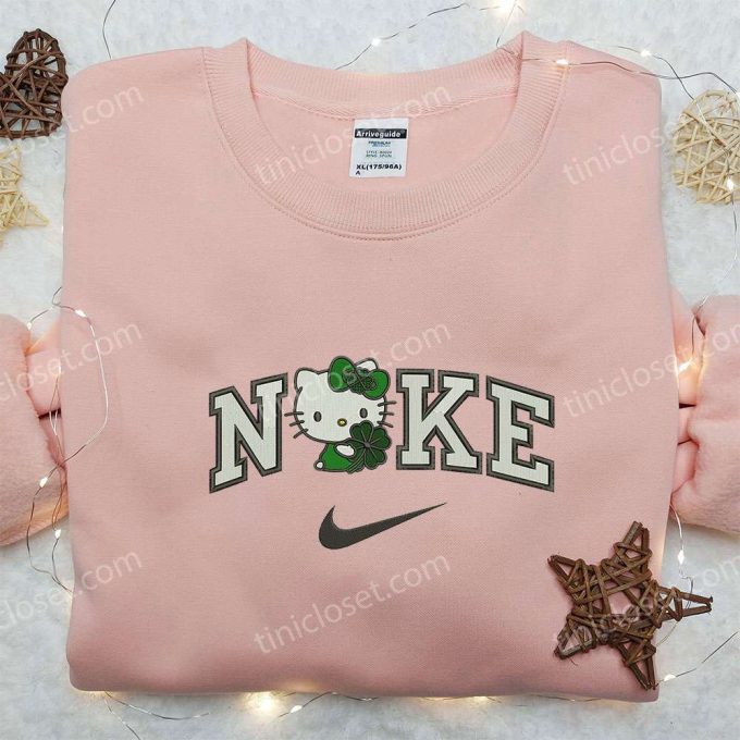 Hello Kitty x Nike Embroidered Shirt: Four-Leaf Clover Design Cute Gift for Daughter