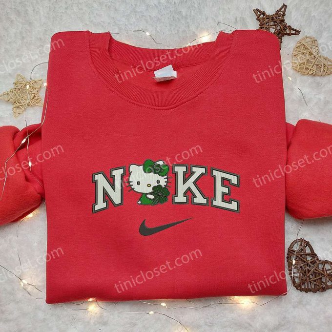 Hello Kitty x Nike Embroidered Shirt: Four-Leaf Clover Design Cute Gift for Daughter