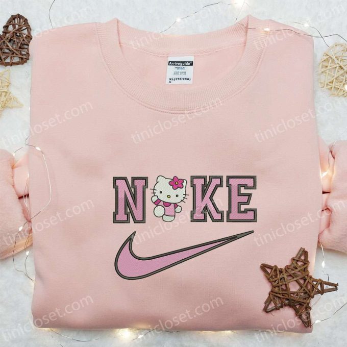 Hello Kitty x Nike Cartoon Embroidered Shirt: Cute Nike Inspired Hello Kitty Shirt