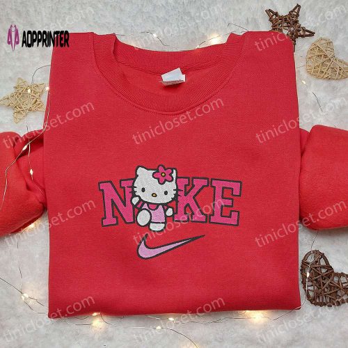 Hello Kitty x Nike Cartoon Embroidered Tshirt – Stylish Hello Kitty & Nike Inspired Shirt